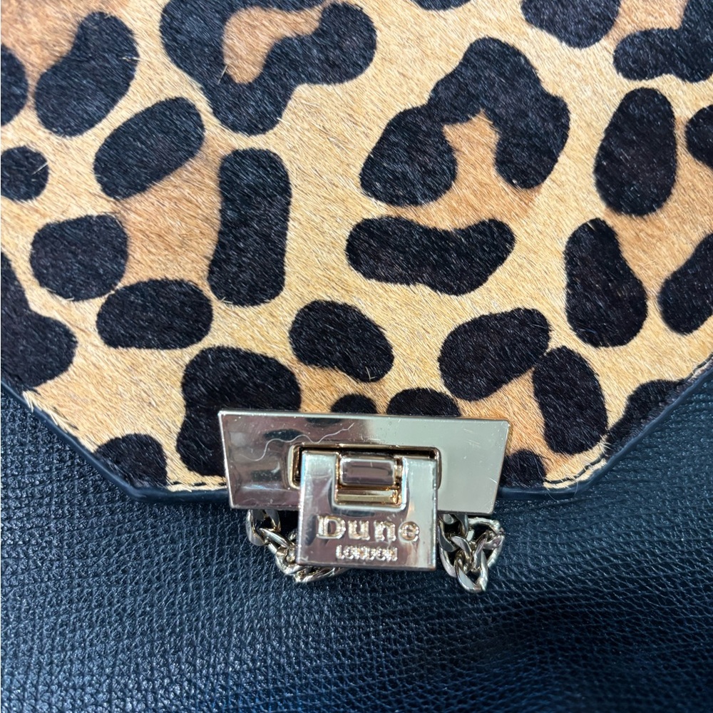 Dune London Black backpack purse with leopard print flap - Picture 6 of 8